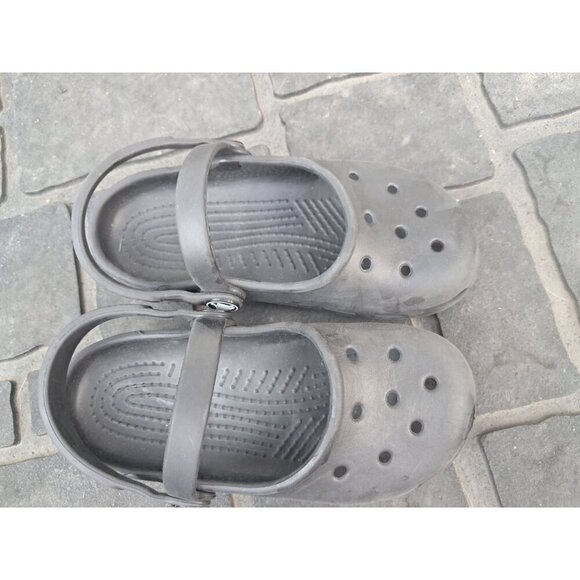 Crocs Mary Jane Flats Comfort Clogs Shoes Black Girls Size 10 - Picture 2 of 4